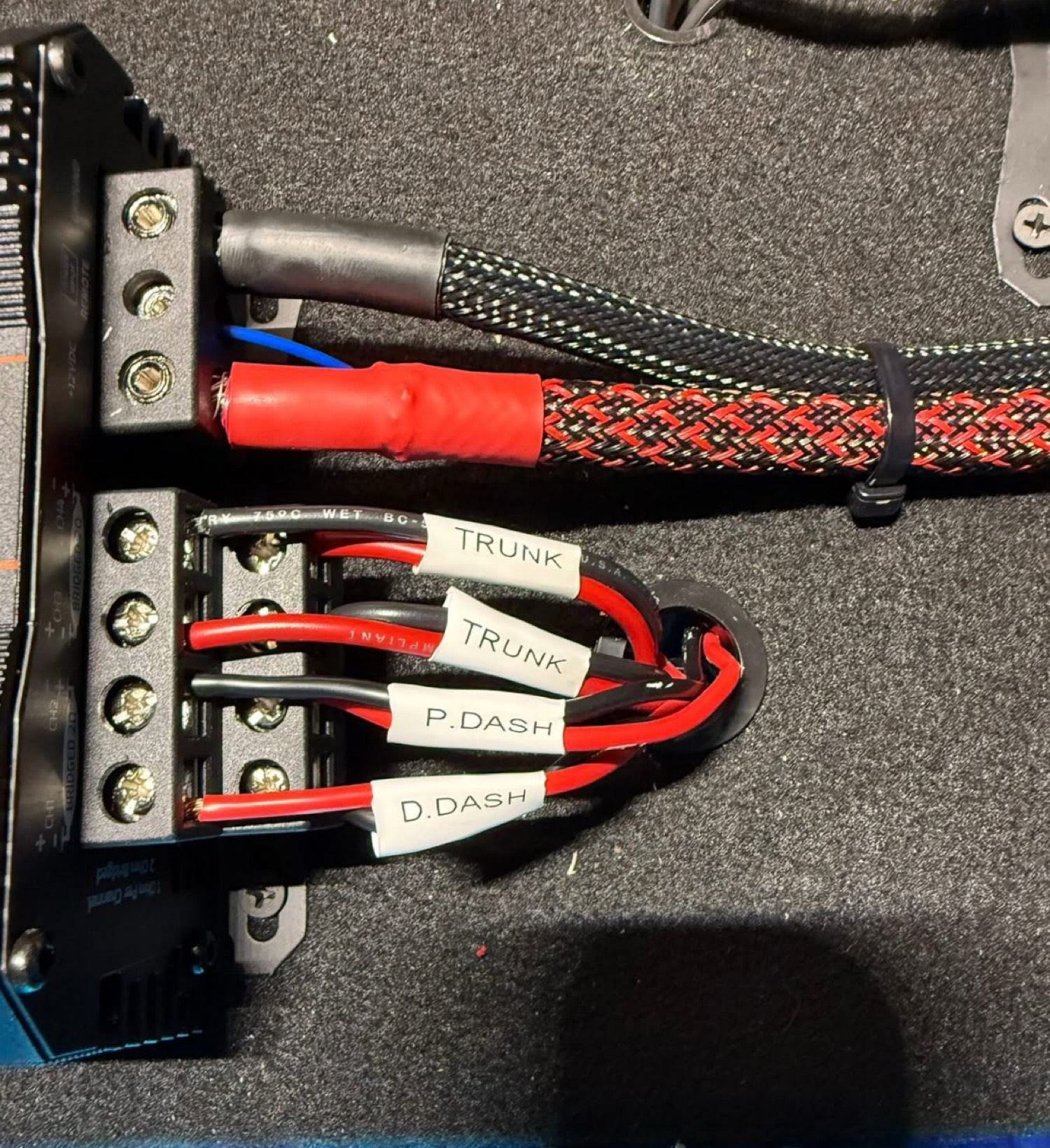 Professional car audio wiring harness